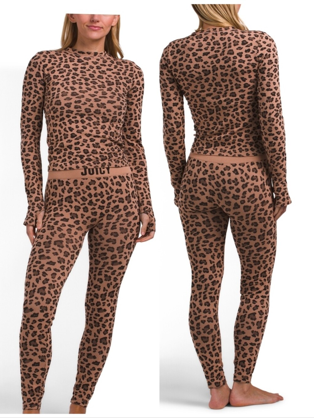 🤎▪️Juicy Couture ▪️2pc Printed Fitted Lounge Top & Leggings Set Leopard